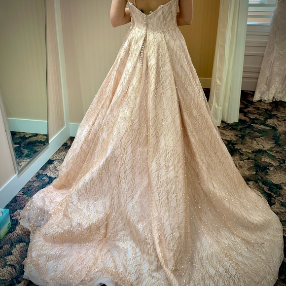 Stunning !! NWT Lucrezia Rose-gold Sequined Embellished wedding gown - Picture 4 of 6